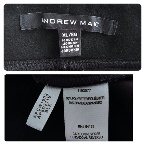 Andrew Marc Scuba Faux Suede Ponte Black Pants Pull On Soft Stretch Size XL - Picture 9 of 10